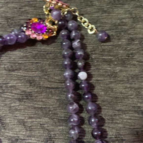 Gorgeous Amethyst Gemstones and crystal butterfly necklace - Picture 7 of 9